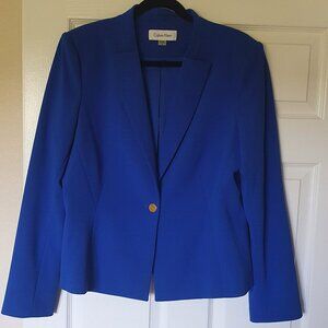 Calvin Klein: Blue Blazer with Notch Lapel